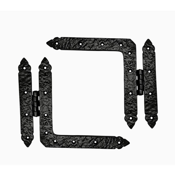 New in package Akatva Black Gate Door Cabinet Strap Hinge Set 2 pc. 7.008 inches - Picture 1 of 9